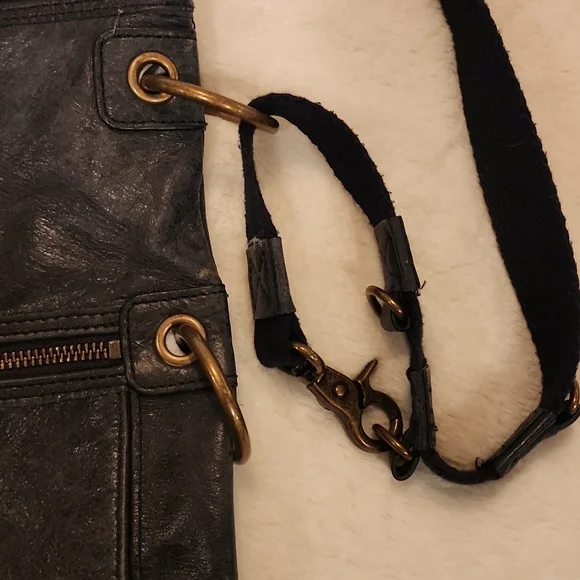 The Sak Dark Grey Leather Crossbody Purse Shoulder Bag - Picture 6 of 11